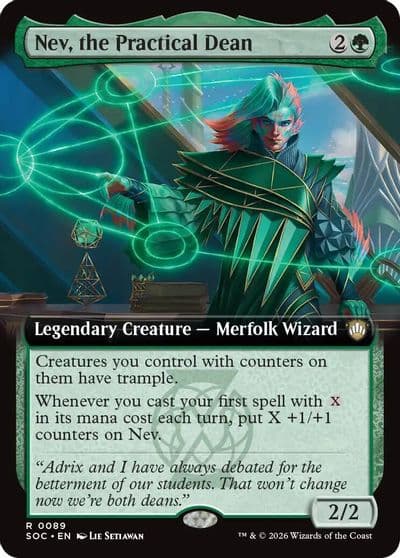 Nev the Practical Dean Extended Art Commander: Secrets of Strixhaven Magic card