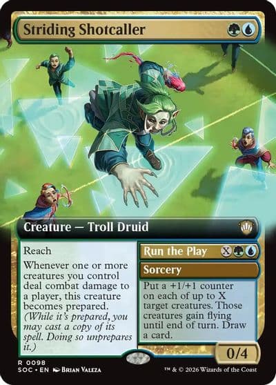 Striding Shotcaller Extended Art Commander: Secrets of Strixhaven Magic card
