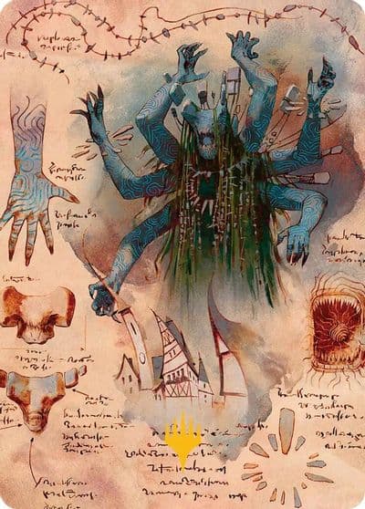The Dawning Archaic Art Card Gold Stamped Planeswalker Symbol Art Series: Secrets of Strixhaven Magic card