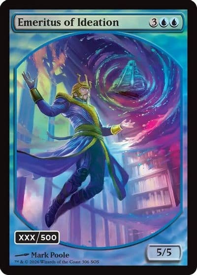 Emeritus of Ideation Retro Frame Serial Numbered Double Rainbow Foil Secrets of Strixhaven Magic card