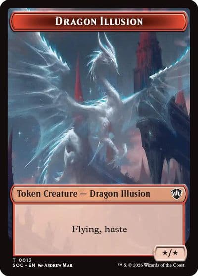 Dragon Illusion Elemental 0002 Double Sided Token Commander: Secrets of Strixhaven Magic card