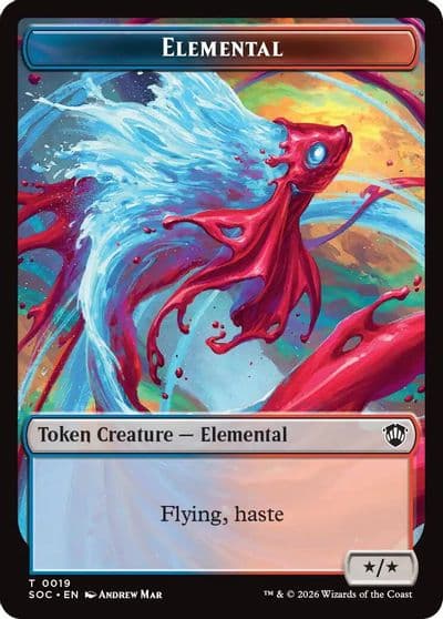 Elemental 0019 Copy Double Sided Token Commander: Secrets of Strixhaven Magic card