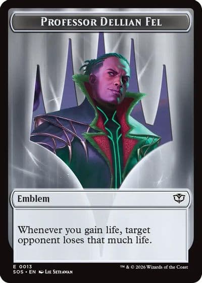 Emblem Professor Dellian Fel Pest 0008 Double Sided Token Secrets of Strixhaven Magic card