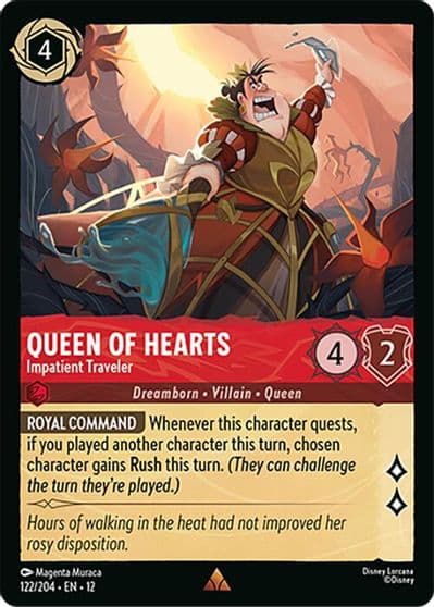 Queen of Hearts Impatient Traveler Wilds Unknown Lorcana card