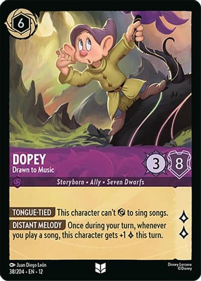 Dopey Drawn to Music Wilds Unknown Lorcana card