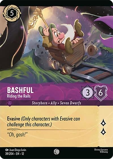 Bashful Riding the Rails Foil Wilds Unknown Lorcana card