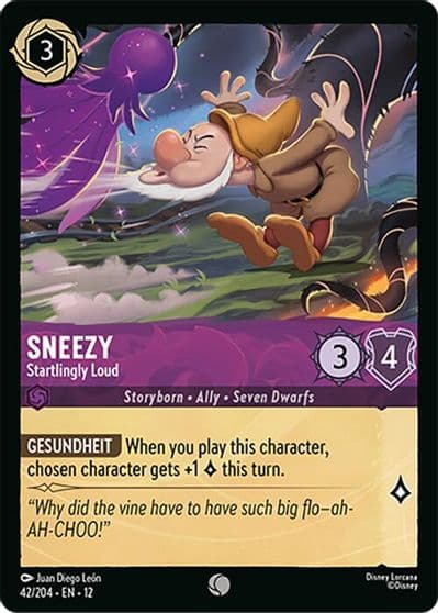 Sneezy Startlingly Loud Wilds Unknown Lorcana card