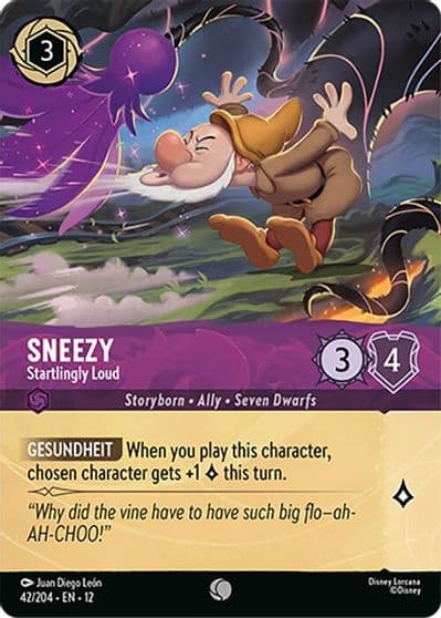 Sneezy Startlingly Loud Foil Wilds Unknown Lorcana card