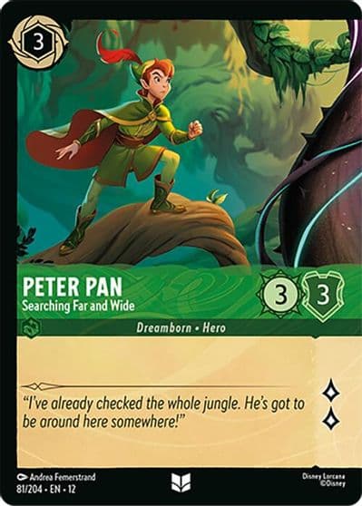 Peter Pan Searching Far and Wide Foil Wilds Unknown Lorcana card