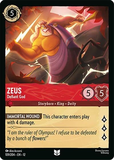 Zeus Defiant God Wilds Unknown Lorcana card