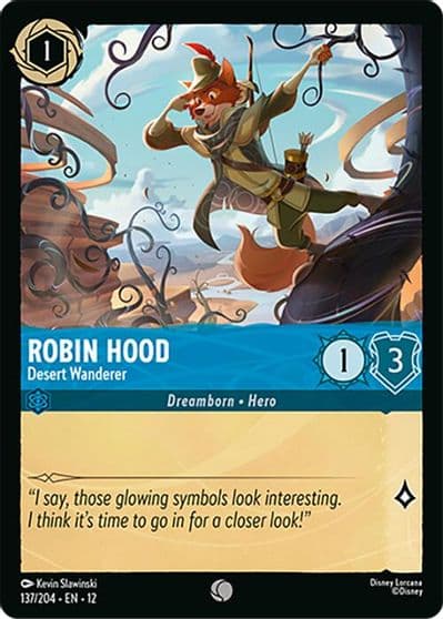 Robin Hood Desert Wanderer Wilds Unknown Lorcana card