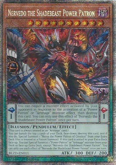 Nervedo the Shadebeast Power Patron Starlight Rare Blazing Dominion Yu-Gi-Oh! card