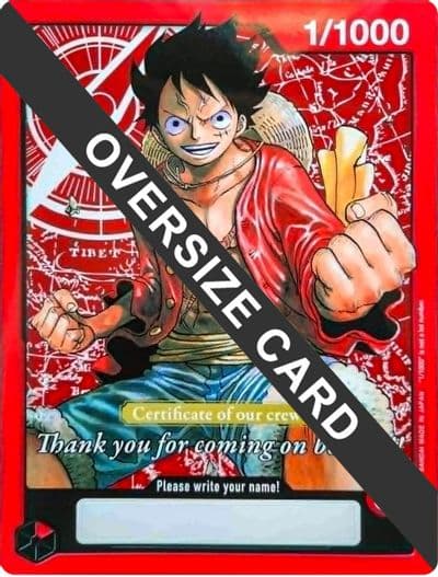 MonkeyDLuffy Certificate of our crew Oversized One Piece Promotion Cards One Piece card