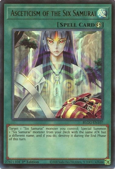 Asceticism of the Six Samurai Battles of Legend: Glorious Gallery Yu-Gi-Oh! card