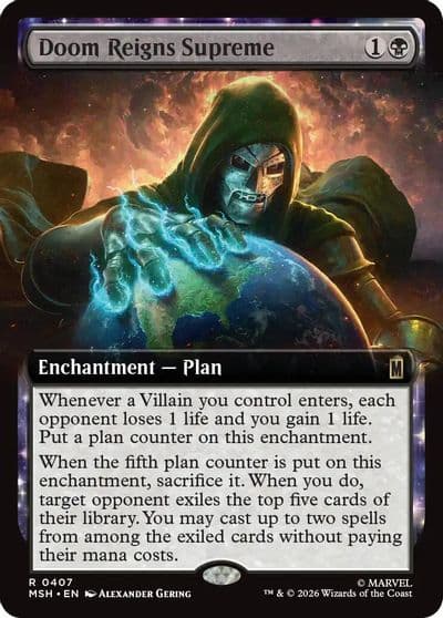 Doom Reigns Supreme Extended Art Marvel Super Heroes Magic card
