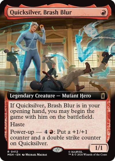 Quicksilver Brash Blur Extended Art Marvel Super Heroes Magic card