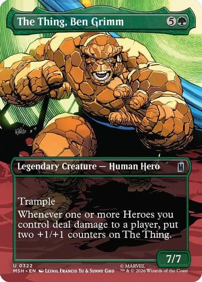 The Thing Ben Grimm Borderless Marvel Super Heroes Magic card
