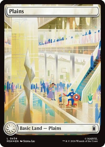 Plains 0434 Surge Foil Marvel Super Heroes Magic card