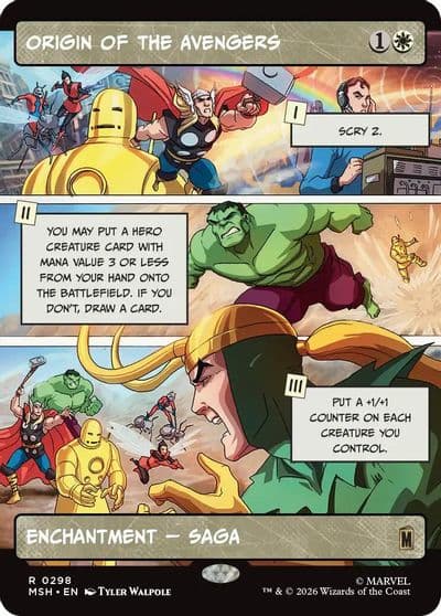 Origin of the Avengers Borderless Marvel Super Heroes Magic card