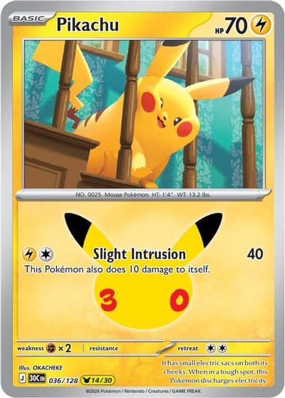 Pikachu ME: 30th Celebration Pokemon card