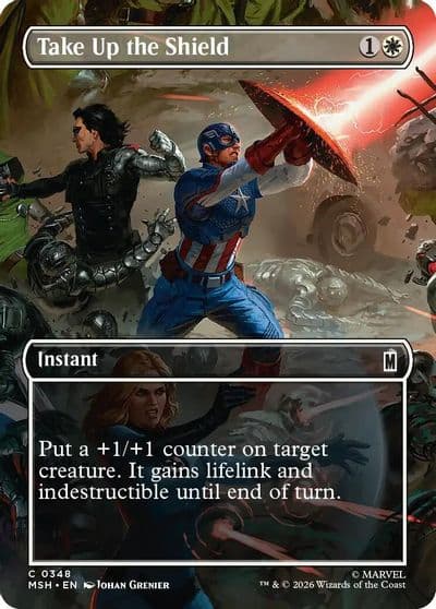 Take Up the Shield Borderless Marvel Super Heroes Magic card
