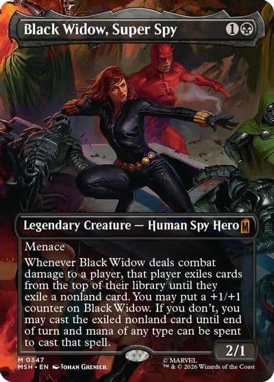 Black Widow Super Spy Borderless 0347 Marvel Super Heroes Magic card