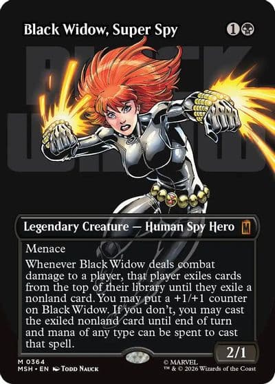 Black Widow Super Spy Borderless 0364 Marvel Super Heroes Magic card