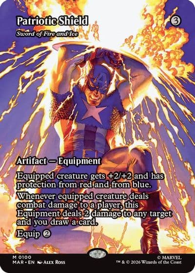 Patriotic Shield Sword of Fire and Ice Borderless Marvel Universe Eternal-Legal Magic card