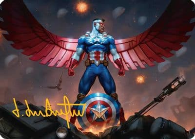 Captain America Wings of Freedom Art Card 2 45 Gold Stamped Signature Art Series: Marvel Super Heroes Magic card