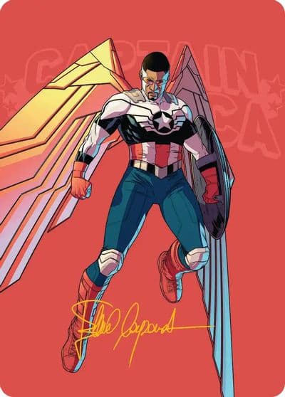 Captain America Wings of Freedom Art Card 22 45 Gold Stamped Signature Art Series: Marvel Super Heroes Magic card