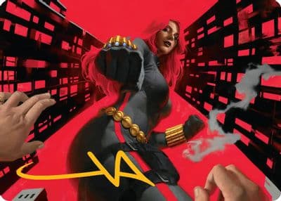 Black Widow Deadly Hunter Art Card Gold Stamped Signature Art Series: Marvel Super Heroes Magic card