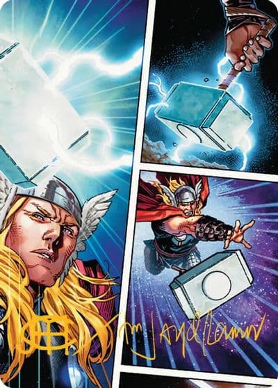 Mjolnir Hammer of Thor Art Card Gold Stamped Signature Art Series: Marvel Super Heroes Magic card