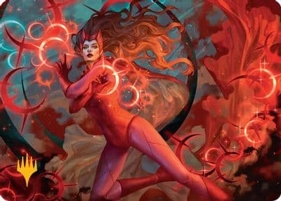 Scarlet Witch Chaotic Avenger Art Card Gold Stamped Planeswalker Symbol Art Series: Marvel Super Heroes Magic card