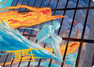 Iceman and Firestar Art Card Gold Stamped Signature Art Series: Marvel Super Heroes Magic card