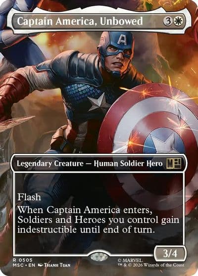 Captain America Unbowed Borderless Commander: Marvel Super Heroes Magic card