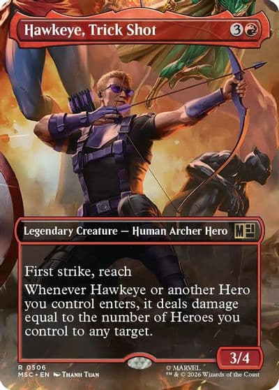 Hawkeye Trick Shot Borderless Commander: Marvel Super Heroes Magic card