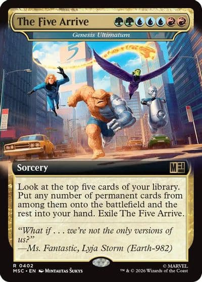 The Five Arrive Genesis Ultimatum Extended Art Commander: Marvel Super Heroes Magic card