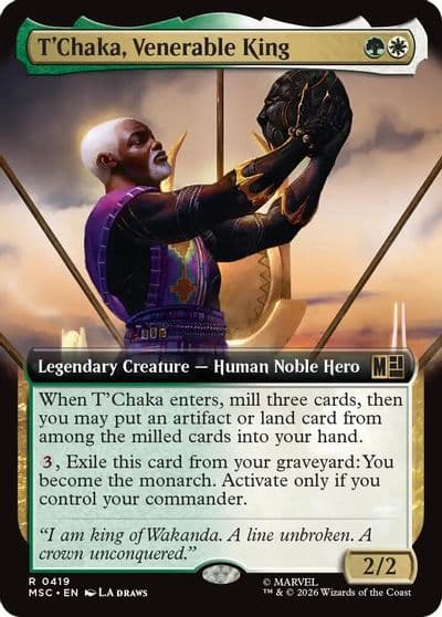 TChaka Venerable King Extended Art Commander: Marvel Super Heroes Magic card