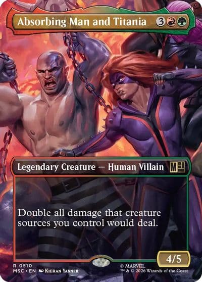 Absorbing Man and Titania Borderless Commander: Marvel Super Heroes Magic card