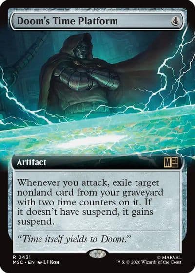 Dooms Time Platform Extended Art Commander: Marvel Super Heroes Magic card