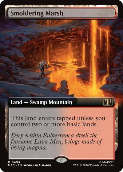 Smoldering Marsh Extended Art Commander: Marvel Super Heroes Magic card