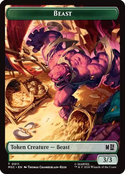 Beast Vibranium Double Sided Token Commander: Marvel Super Heroes Magic card