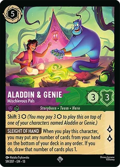Aladdin and Genie Mischievous Pals Attack of the Vine! Lorcana card
