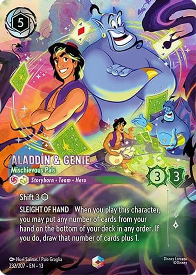Aladdin and Genie Mischievous Pals Enchanted Attack of the Vine! Lorcana card