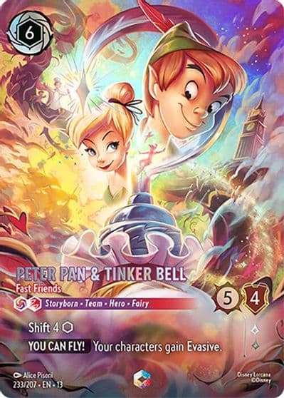 Peter Pan and Tinker Bell Fast Friends Enchanted Attack of the Vine! Lorcana card