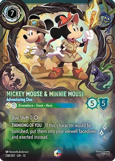 Mickey Mouse and Minnie Mouse Adventuring Duo Enchanted Attack of the Vine! Lorcana card