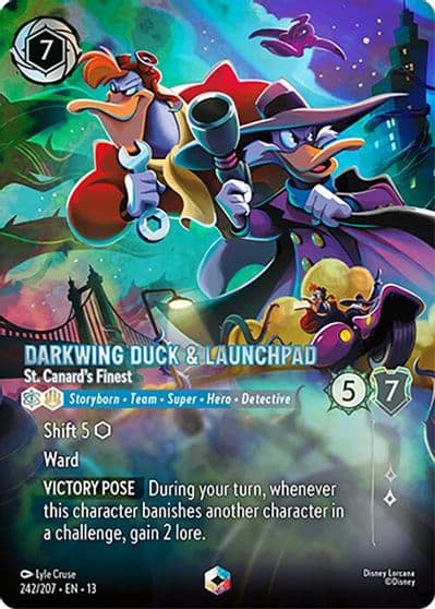 Darkwing Duck and Launchpad St Canards Finest Enchanted Attack of the Vine! Lorcana card