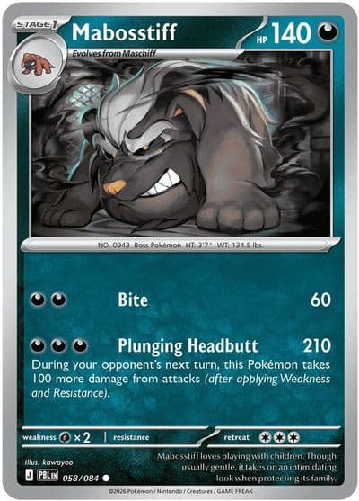 Mabosstiff ME05: Pitch Black Pokemon card