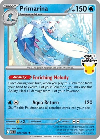 Primarina 020 084 Whats Your Favorite Stamp Miscellaneous Cards & Products Pokemon card