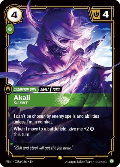 Akali Silent Alternate Art Vendetta Riftbound card